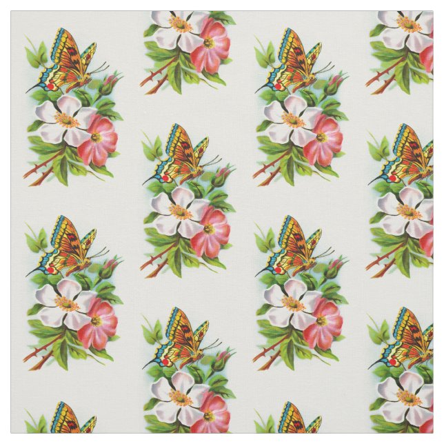 Vintager Schmetterling auf Blumen Stoff (Muster)