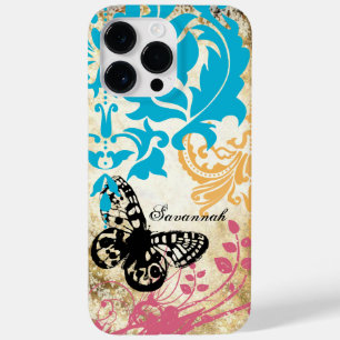 Vintager Schmetterling Damask iPhone Case