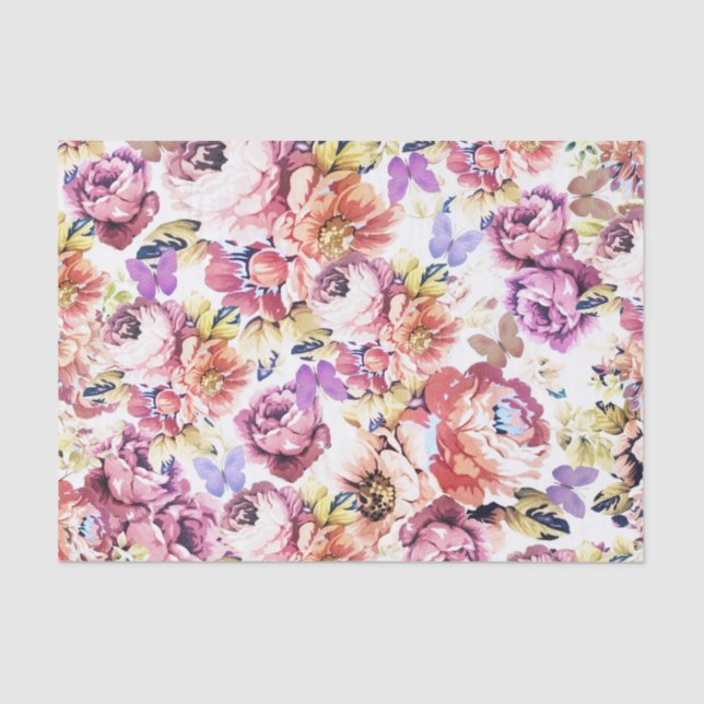 Vintager Schmetterling der rosa Rosen des Shabby Seidenpapier (Vorderseite)