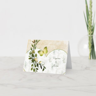 Vintager Schmetterling, Herz und Foliage Dankeskarte