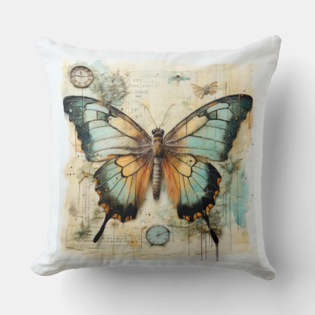 Vintager Schmetterling Kissen (Vorderseite)