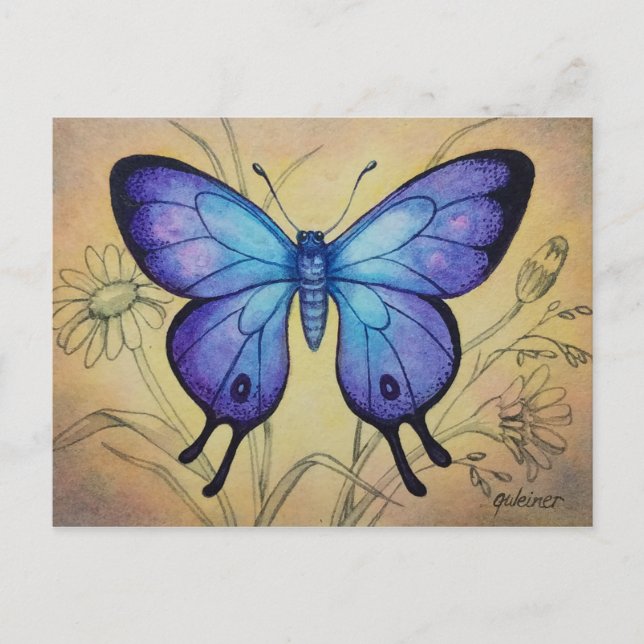 Vintager Schmetterling Nr. 5 Aquarellkunst Postkarte (Vorderseite)