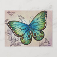 Vintager Schmetterling Nr. 7 Wasserfarben Art Post