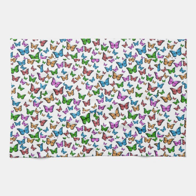 Vintager Schmetterling Papillon Alte Illustration  Geschirrtuch (Horizontal)