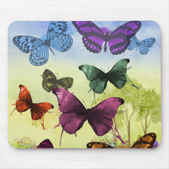 Vintager Schmetterling Papillon Alte Illustration  Mousepad (Vorne)