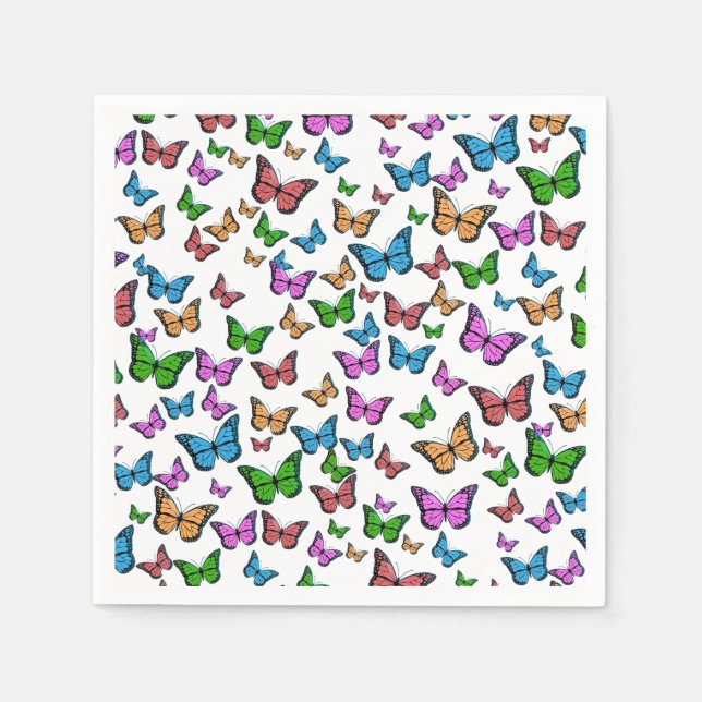 Vintager Schmetterling Papillon Illustration Art Serviette (Vorderseite)