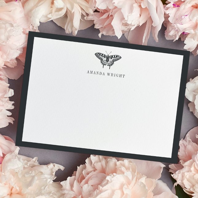 Vintager Schmetterling | Personalisierte Standfläc Mitteilungskarte (Von Creator hochgeladen)