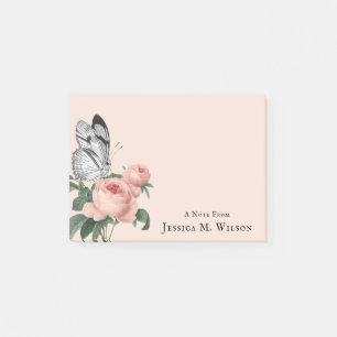 Vintager Schmetterling Rosa Roses Individuelle Nam Post-it Klebezettel