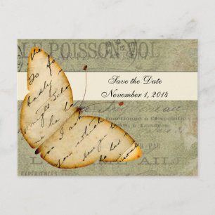 Vintager Schmetterling Save the Date Ankündigungspostkarte