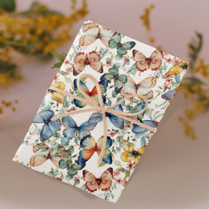 Vintager Schmetterling Schöne Creme Decoupage Geschenkpapier