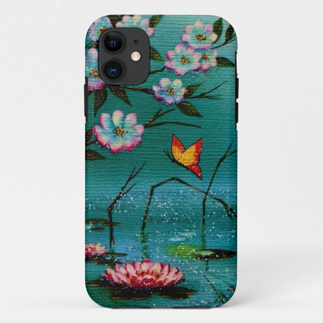 Vintager Schmetterling u. Blumen Case-Mate iPhone Hülle (Rückseite)
