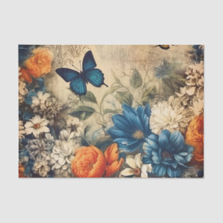 Vintager Schmetterling und Blume Seidenpapier