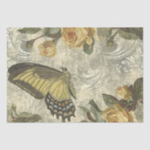 Vintager Schmetterling und Rose Shabby Chic Dekoup