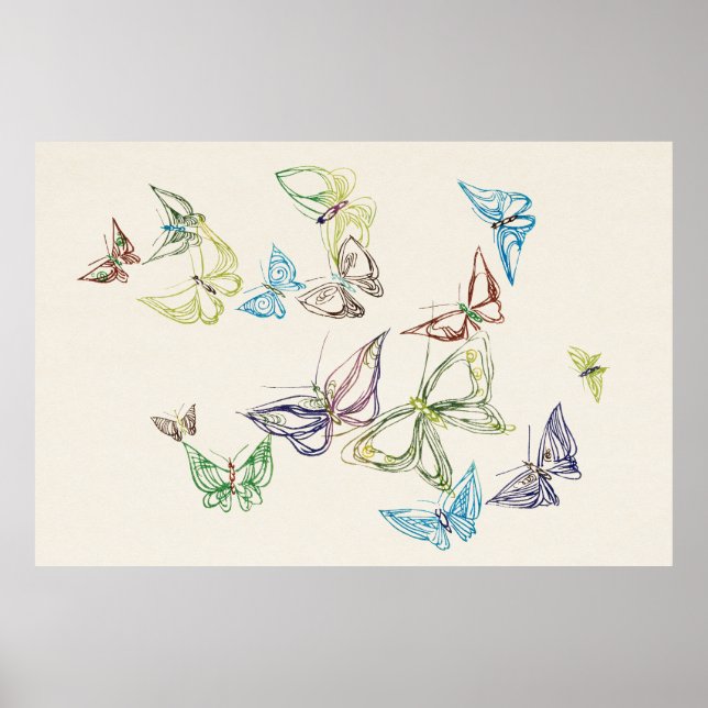 Vintager Schmetterling von Kamisaka Sekka (1904) Poster (Vorne)