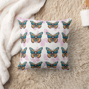 Vintager Schmetterling Zeichne Druck Kissen