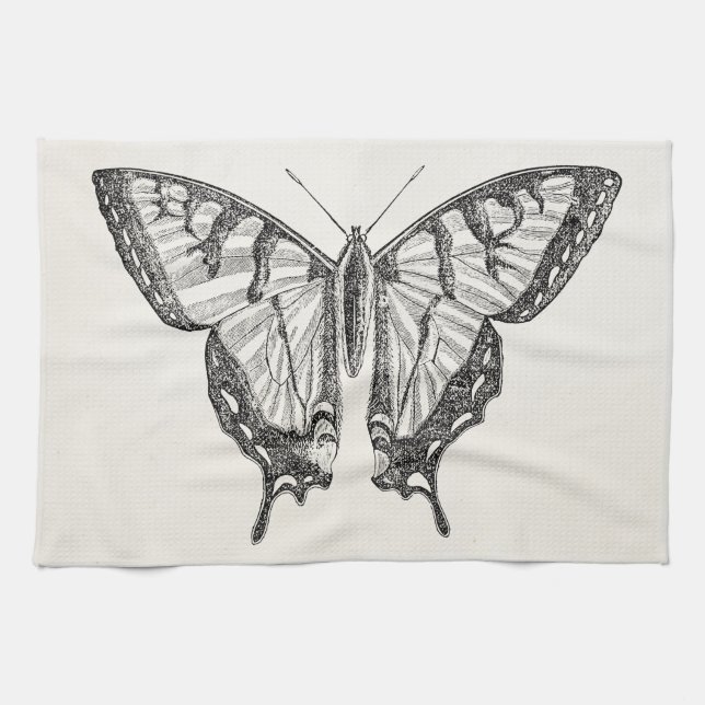 Vintager Schmetterlings-personalisierte Küchentuch (Horizontal)