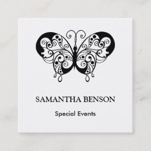 Vintager Schmetterlings-Schwarzweiss-elegantes Quadratische Visitenkarte