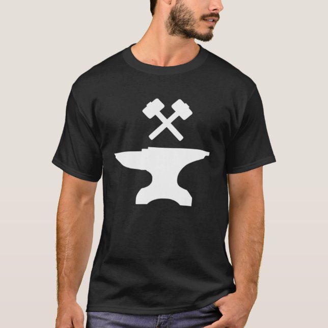 Vintager Schmied Anvil und Crossed Hammers T-Shirt (Vorderseite)