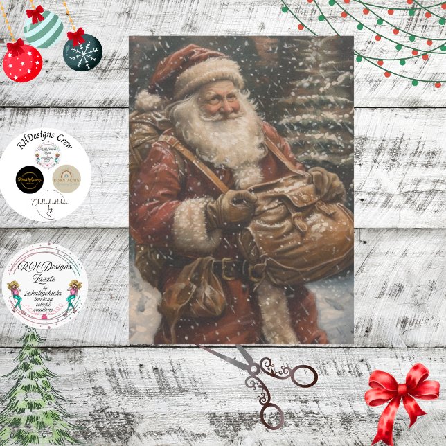 Vintager Schneeanfall im Santa Forest Seidenpapier (Von Creator hochgeladen)