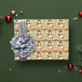 Vintager Schneemann - Frohe Weihnachtsverpackung Geschenkpapier