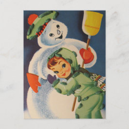 Vintager Schneemann Holiday Postkarte