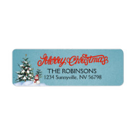 Vintager Schneemann und Weihnachtsbäume