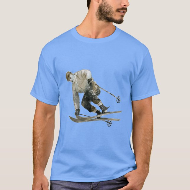 Vintager Schneeschuhwandern durch die Luft T-Shirt (Vorderseite)