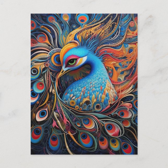 Vintager schöner Pfauenhof Jugendstil Postkarte (Vorderseite)