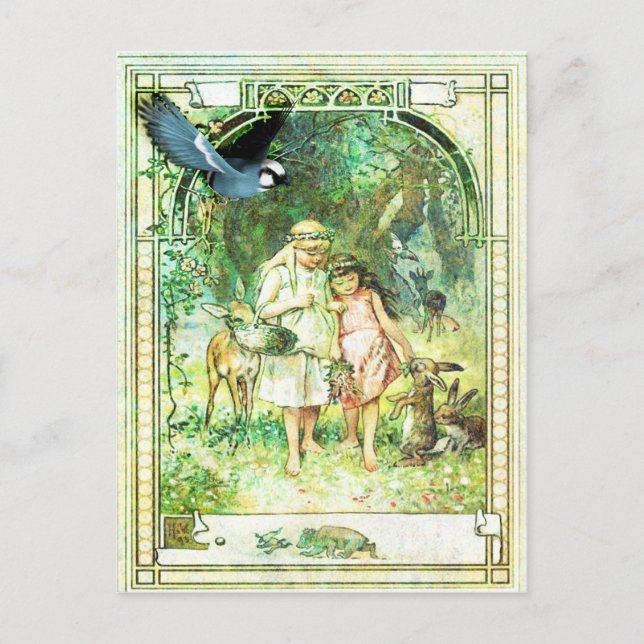 Vintager schöner Tagesgarten Postkarte (Vorderseite)