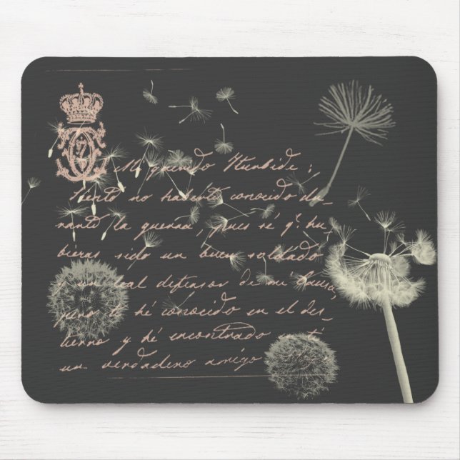 Vintager Schreibens-Löwenzahn Mousepad (Vorne)