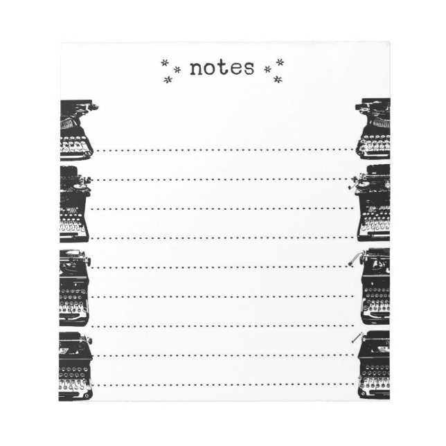 Vintager Schreibmaschinenbeschriftungstext Notizblock (Vorderseite)