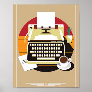 Vintager Schreibmaschinenbüro Kaffeepause Poster