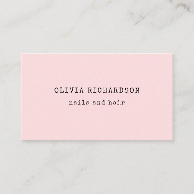 Vintager Schreibmaschinentext | Rosa Visitenkarte (Vorderseite)