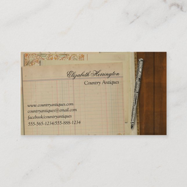 Vintager Schreibtisch mit Visitenkarte (Vorderseite)