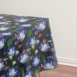 Vintager Schwanensee Lily Flora Wasserfarbe Tischdecke