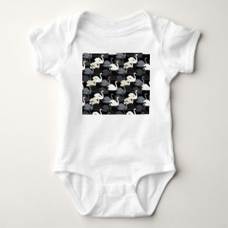 Vintager Schwanensee: Monotone-Muster. Baby Strampler