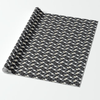 Vintager Schwanensee: Monotone-Muster. Geschenkpapier