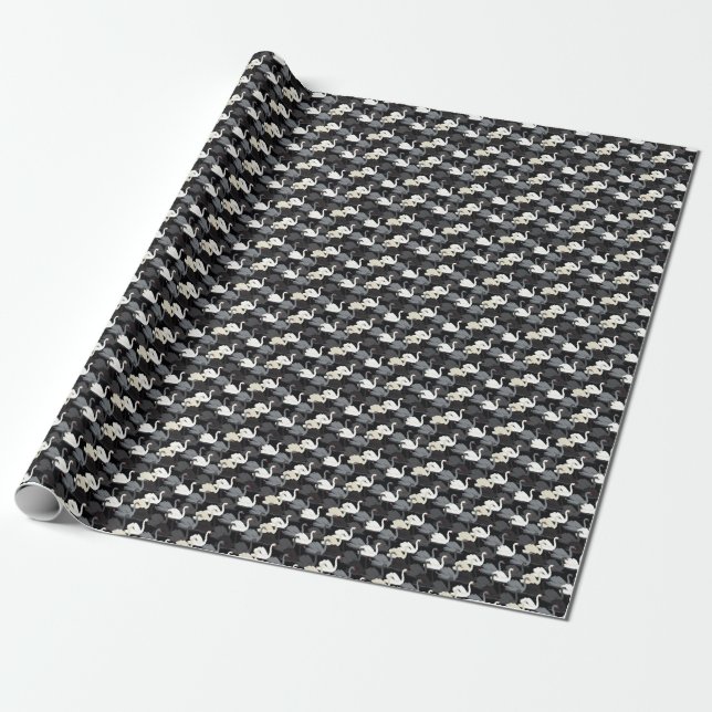 Vintager Schwanensee: Monotone-Muster. Geschenkpapier (Ungerollt)