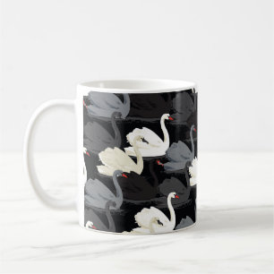 Vintager Schwanensee: Monotone-Muster. Kaffeetasse