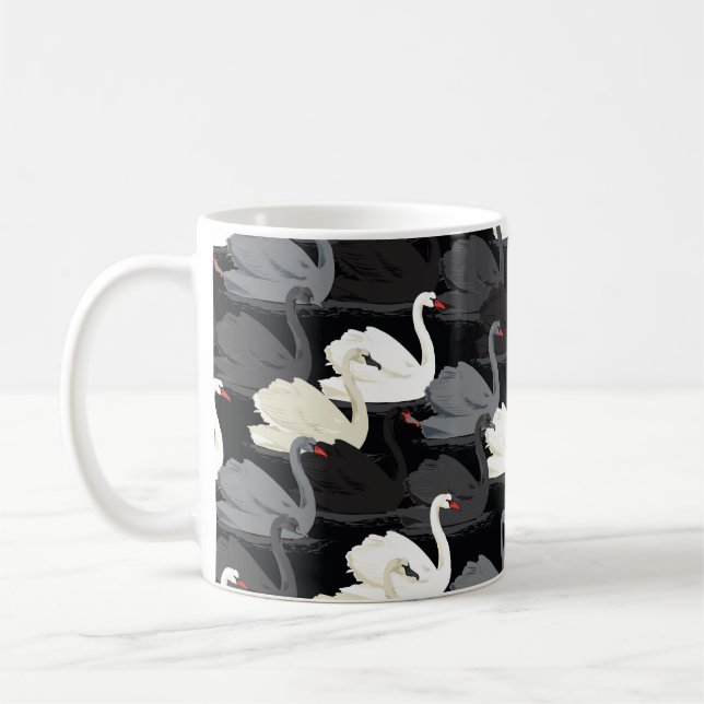 Vintager Schwanensee: Monotone-Muster. Kaffeetasse (Links)