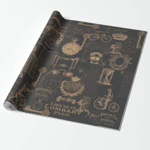 Vintager Schwarz-Stil Geschenkpapier