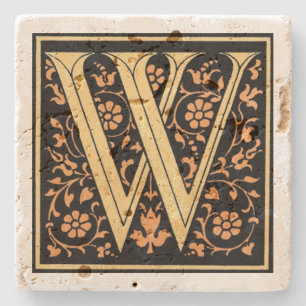Vintager Schwarz- und Goldbrief "W" Steinuntersetzer