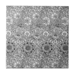 Vintager Schwarz-weißer William Morris-Corncockle Fliese