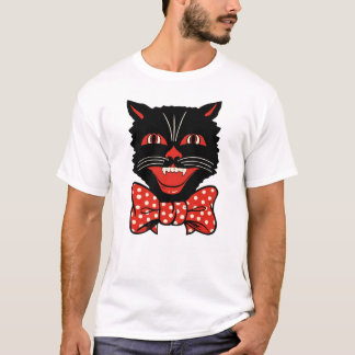 Vintager schwarze Katzen-T - Shirt
