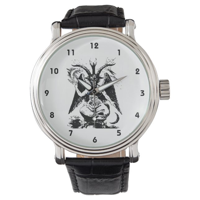 Vintager schwarzer Baphomet Armbanduhr (Vorderseite)