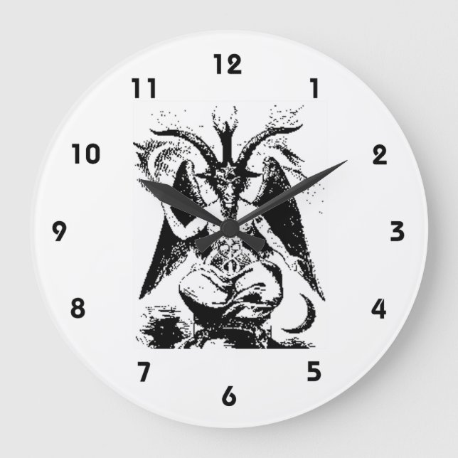 Vintager schwarzer Baphomet Große Wanduhr (Vorderseite)