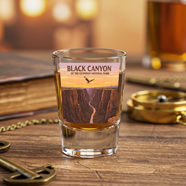 Vintager Schwarzer Canyon des Gunnison-Nationalpar Schnapsglas (Von Creator hochgeladen)