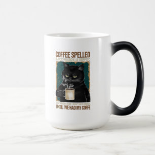 Vintager schwarzer Katzenkaffee rückwärts geschr Verwandlungstasse