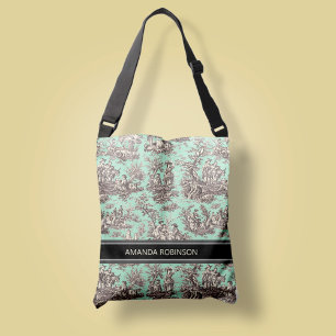 Vintager schwarzer Pfefferminztoil de jouy Tragetaschen Mit Langen Trägern