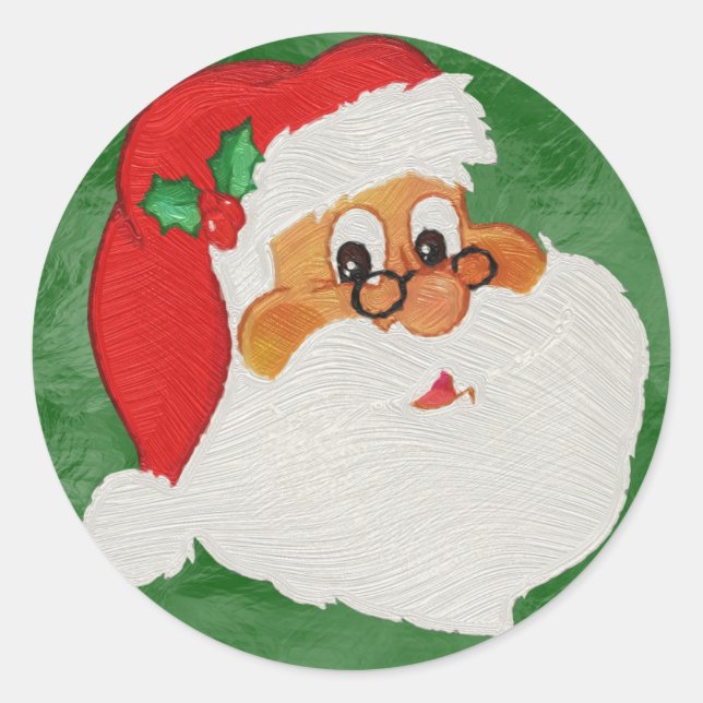 Vintager schwarzer Santa Cartoon Runder Aufkleber (Vorderseite)